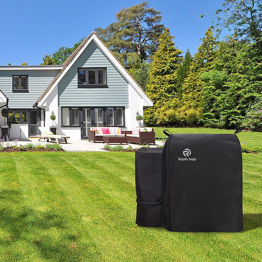 Strapazierfähige, wasserdichte Holzpellet-Grillabdeckung, Klettverschlussriemen und Griffe für den Außenbereich, leicht zu reinigende Grillabdeckung