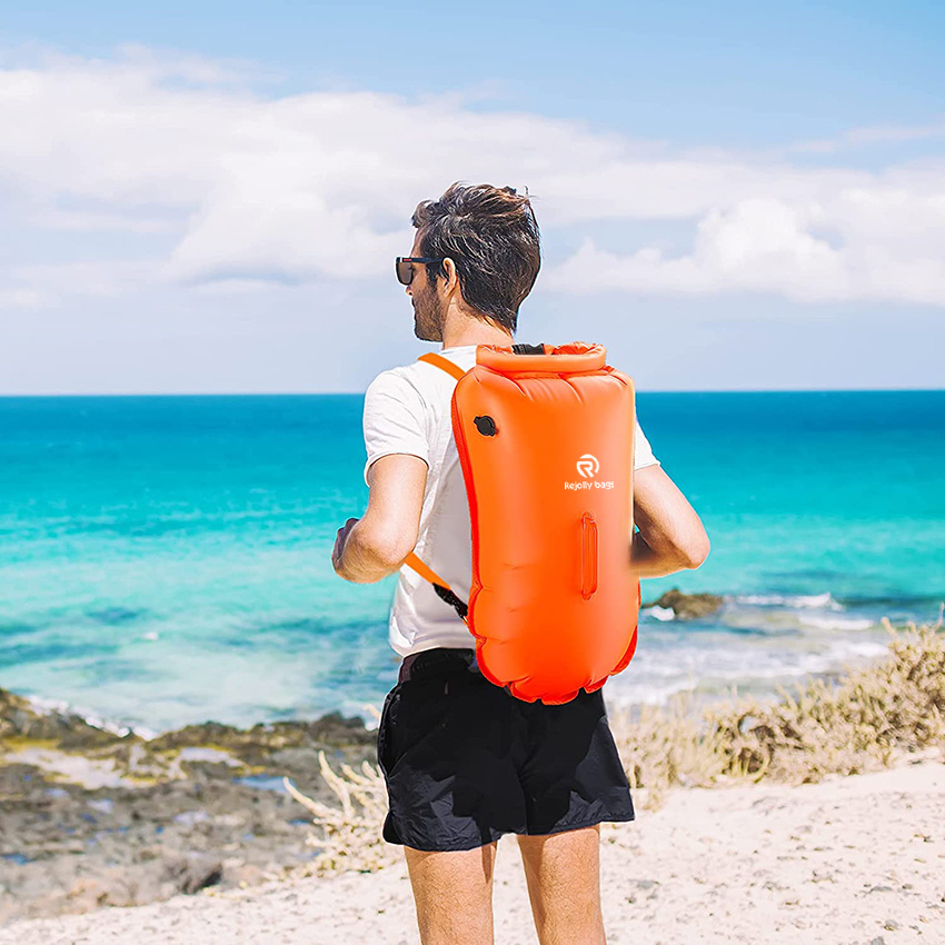 Schwimmbojen-Rucksack 35L Bubble Safety Float Wasserdichter Packsack mit Schulter-Hüftgurt für Open Water Paddeln Bootfahren Kajak Rafting Wandern Camping Angeln