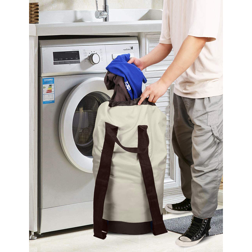 mit Schultergurten und Netztasche, strapazierf&auml;higer Nylon-Rucksack, Kleiderkorb mit Kordelzugverschluss f&uuml;r College, Reise, Waschsalon, W&auml;schesack in der Wohnung