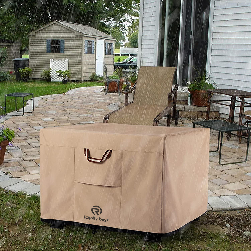 Quadratische Feuerstellenabdeckungen, strapazierf&auml;hig, 900 d, stark, rei&szlig;fest und UV-best&auml;ndig, wasserdicht und lichtbest&auml;ndig, Polyester-Feuerstellen-Grillabdeckung