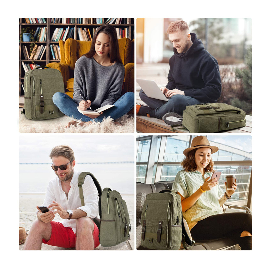 Wasserdichter Laptop-Rucksack, leichte Schultasche, Canvas-Daypacks, Reiserucksack