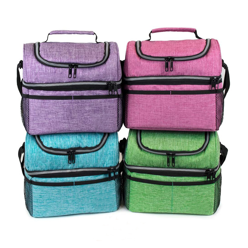 Isolierte mittelgro&szlig;e Lunchtasche mit zwei F&auml;chern Doppeldecker-Eisk&uuml;hltasche f&uuml;r das Schulb&uuml;ro