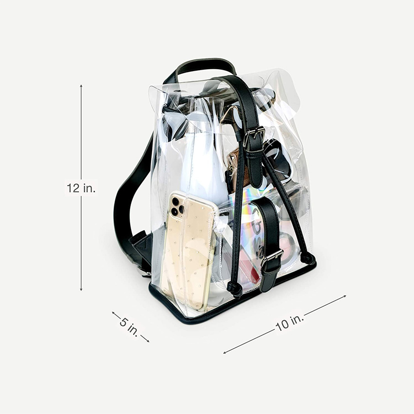 Transparenter Mini-Rucksack Kleine, vom Stadion zugelassene Tasche Daypacks f&uuml;r Damen Packbarer Reise-Tagesrucksack