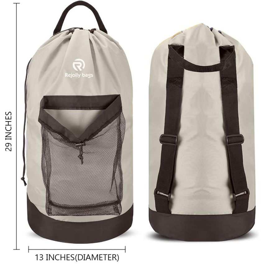 mit Schultergurten und Netztasche, strapazierf&auml;higer Nylon-Rucksack, Kleiderkorb mit Kordelzugverschluss f&uuml;r College, Reise, Waschsalon, W&auml;schesack in der Wohnung