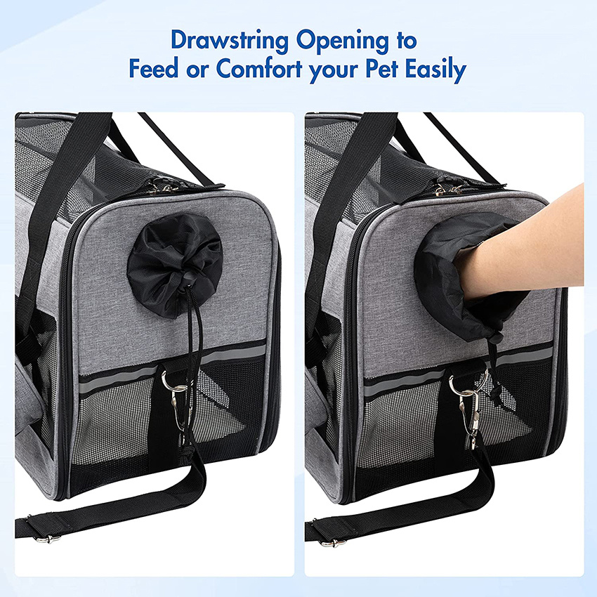 Transportbox f&uuml;r kleine, mittelgro&szlig;e Katzen, Hunde, Welpen, weiche Seiten, zusammenklappbare Taschen f&uuml;r Wasserflasche und Napf, Sicherheitsrei&szlig;verschl&uuml;sse, von TSA Airline zugelassene Reisetasche, Kitte