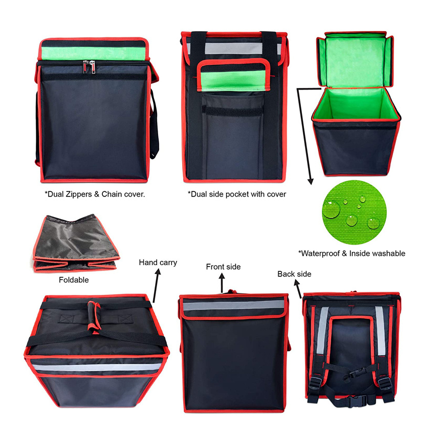 Food Delivery Bag Wasserdichte Pizzatasche Hot Cold Pack Lunch K&uuml;hltasche