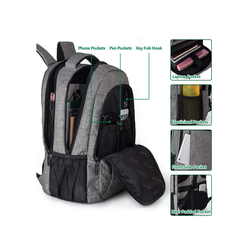 Laptop-Rucksack f&uuml;r Reisen, Wandern, Business Anti-Diebstahl Schlanker, langlebiger Laptop-Rucksack mit USB-Ladeanschluss Wasser