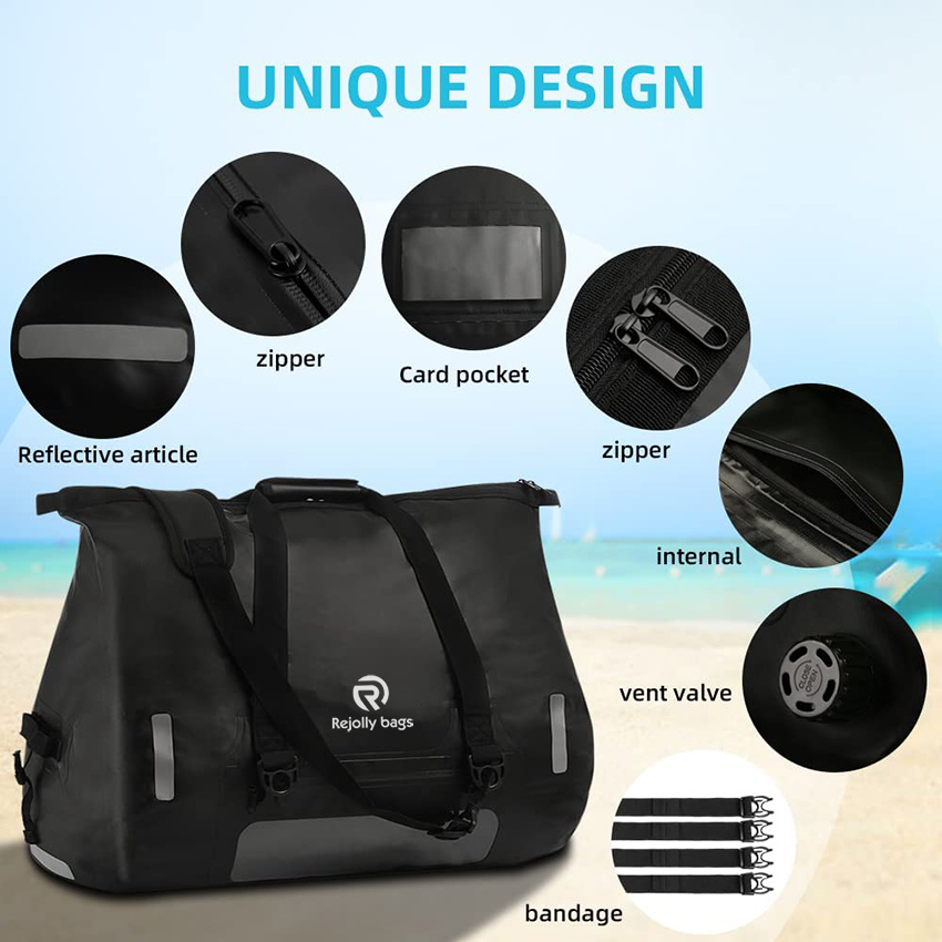 Водонепроницаемая спортивная сумка 60 л Очень большая сверхмощная сумка с прочными ремнями и ручками для каякинга, гребли на лодке, сухой сумки
