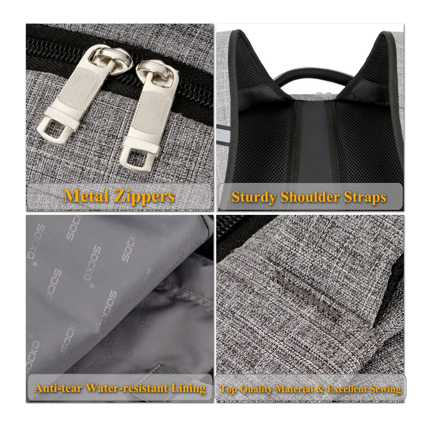 Laptop-Rucksack mit USB-Ladeanschluss, wasserabweisender Rucksack f&uuml;r Gesch&auml;ftsreisen, College-Schulrucks&auml;cke