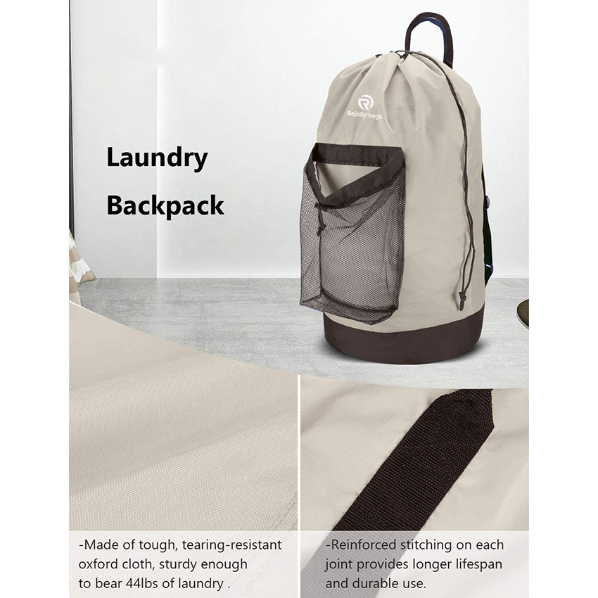 mit Schultergurten und Netztasche, strapazierf&auml;higer Nylon-Rucksack, Kleiderkorb mit Kordelzugverschluss f&uuml;r College, Reise, Waschsalon, W&auml;schesack in der Wohnung