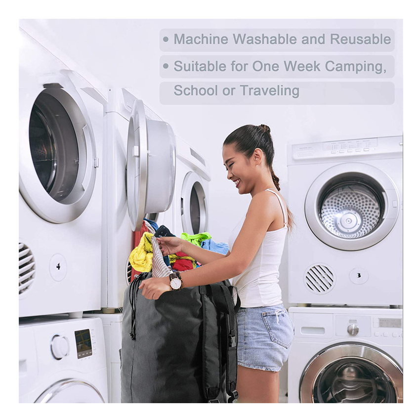 Travel Camp waschbare Tasche mit verstellbaren Schultergurten und Kordelzugverschluss, strapazierf&auml;higer W&auml;scherucksack