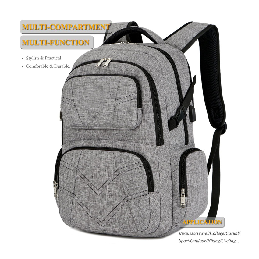 Laptop-Rucksack mit USB-Ladeanschluss, wasserabweisender Rucksack f&uuml;r Gesch&auml;ftsreisen, College-Schulrucks&auml;cke