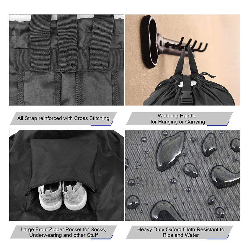 Travel Camp waschbare Tasche mit verstellbaren Schultergurten und Kordelzugverschluss, strapazierf&auml;higer W&auml;scherucksack