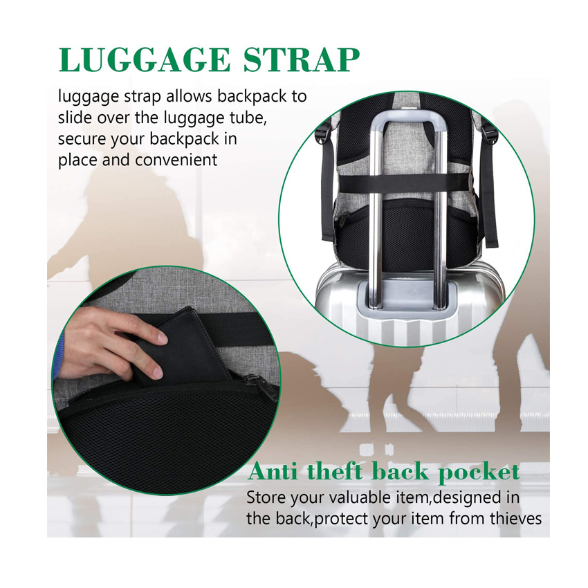 Laptop-Rucksack f&uuml;r Reisen, Wandern, Business Anti-Diebstahl Schlanker, langlebiger Laptop-Rucksack mit USB-Ladeanschluss Wasser