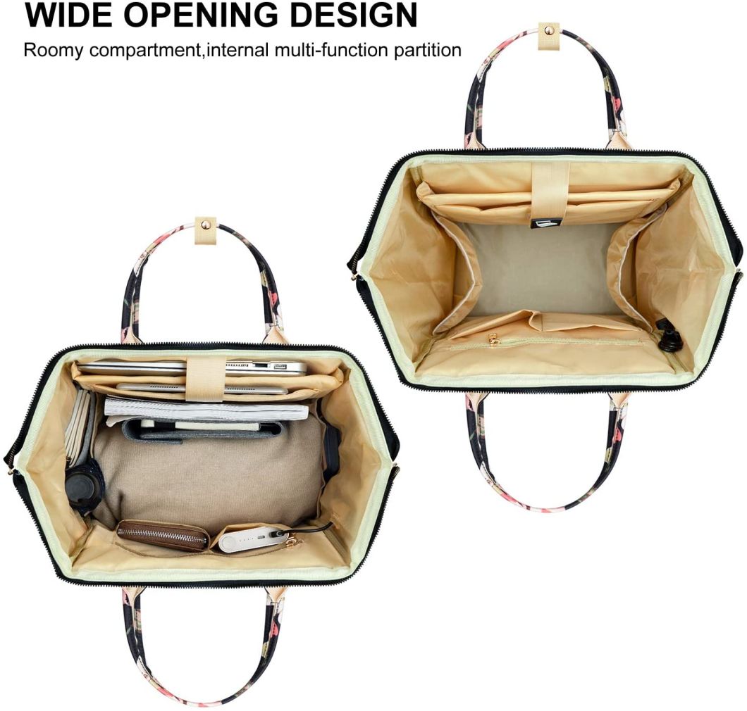 Wasserdichter College-Schulrucksack mit USB-Ladeanschluss, Laptop-Rucksack f&uuml;r Damen, modische Reisetaschen