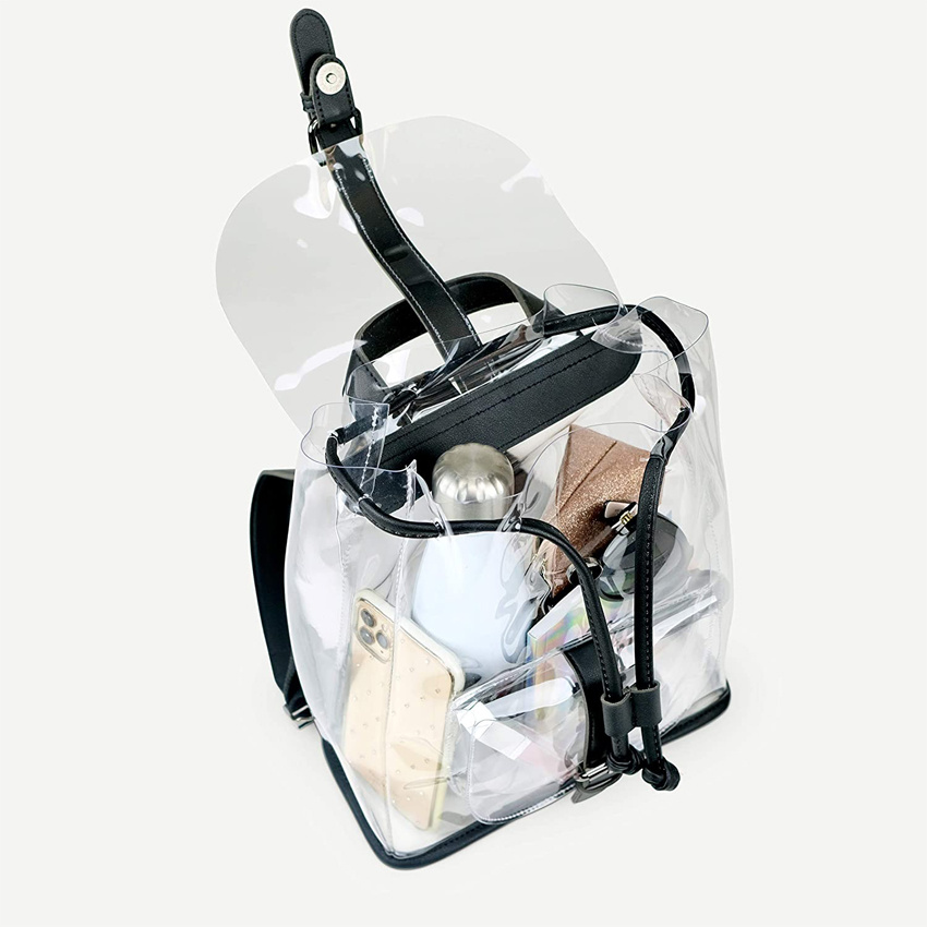 Transparenter Mini-Rucksack Kleine, vom Stadion zugelassene Tasche Daypacks f&uuml;r Damen Packbarer Reise-Tagesrucksack