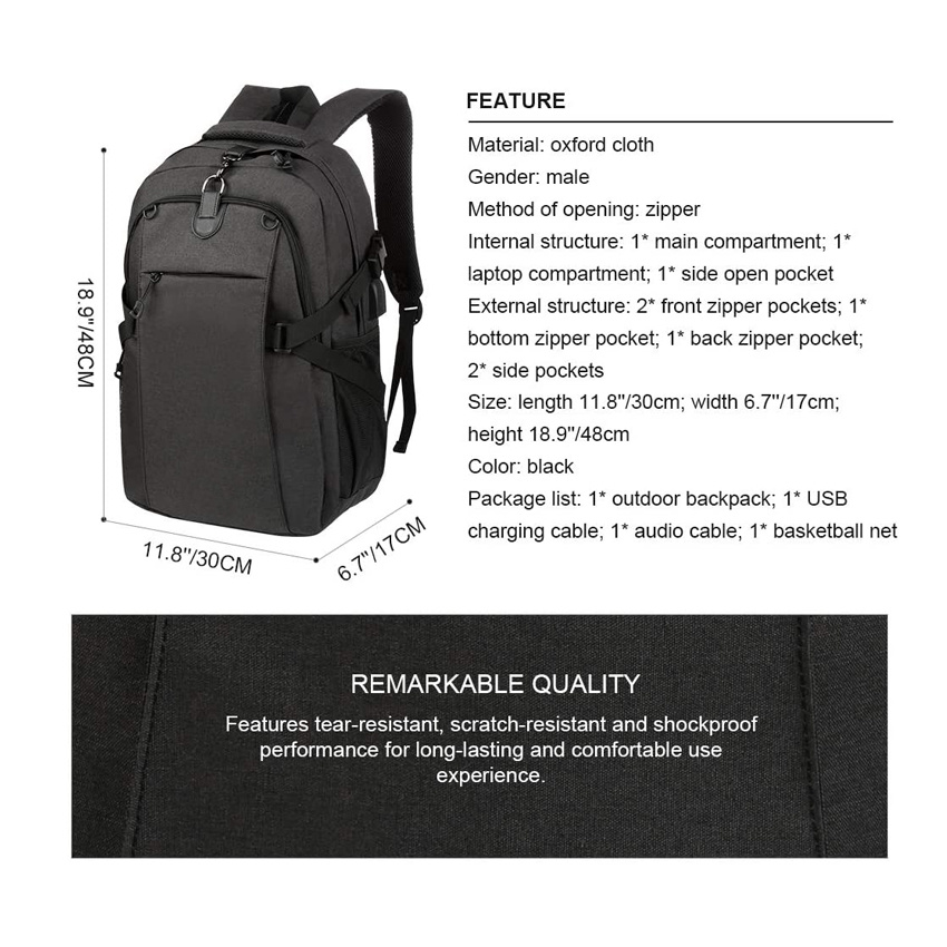 Leichter Rucksack Wasserdichter Basketballrucksack Gro&szlig;e Sporttasche Sporttasche