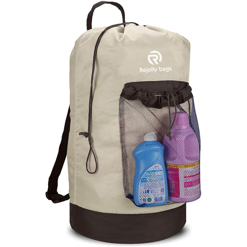 mit Schultergurten und Netztasche, strapazierf&auml;higer Nylon-Rucksack, Kleiderkorb mit Kordelzugverschluss f&uuml;r College, Reise, Waschsalon, W&auml;schesack in der Wohnung