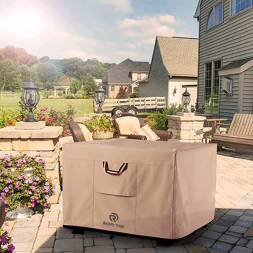 Quadratische Feuerstellenabdeckungen, strapazierf&auml;hig, 900 d, stark, rei&szlig;fest und UV-best&auml;ndig, wasserdicht und lichtbest&auml;ndig, Polyester-Feuerstellen-Grillabdeckung