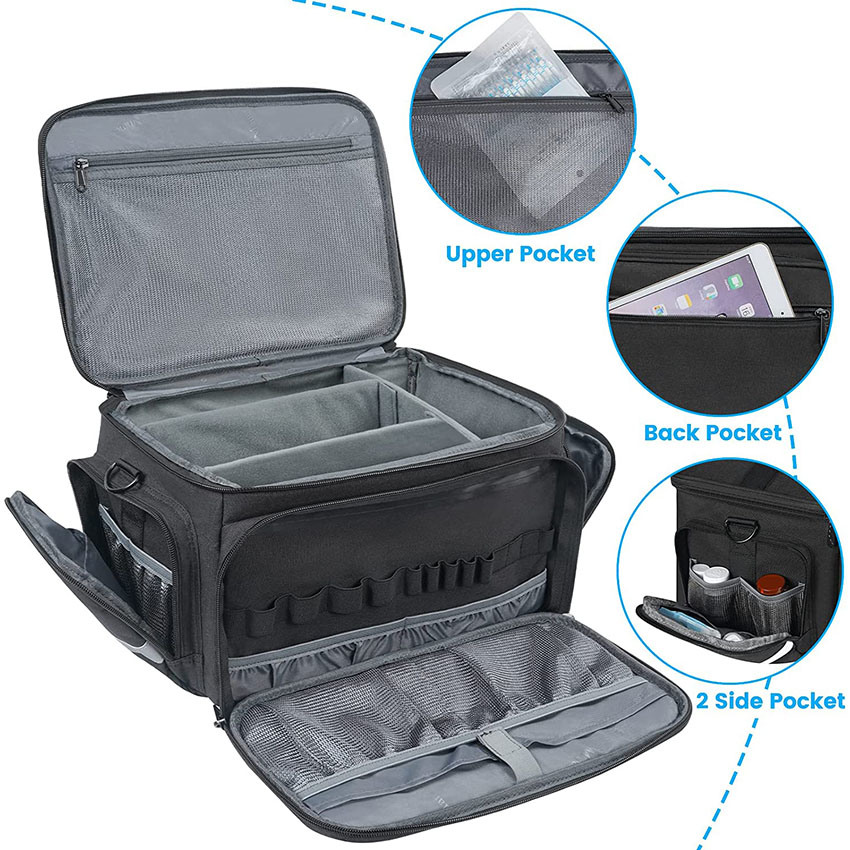 Пустая сумка для медицинского оборудования с регулируемым разделителем, съемным плечевым ремнем, водостойкой домашней медицинской сумкой для медицинской сестры для студента-медика