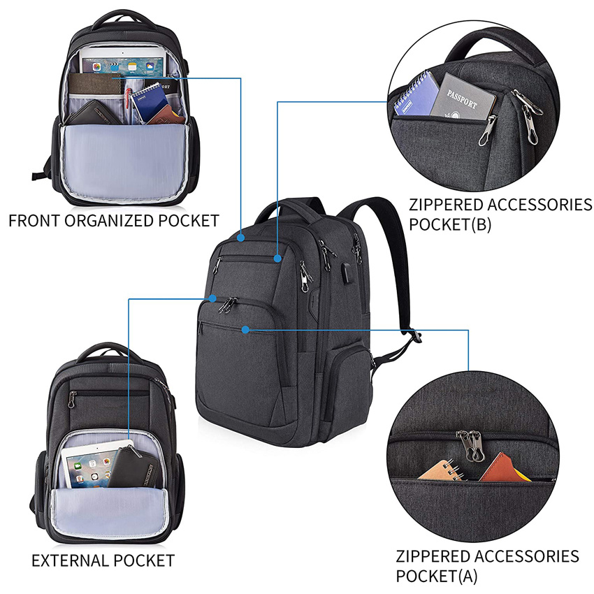 Laptop-Rucksack Organisierter Arbeitsrucksack Business-Rucksack mit strapazierf&auml;higem Material