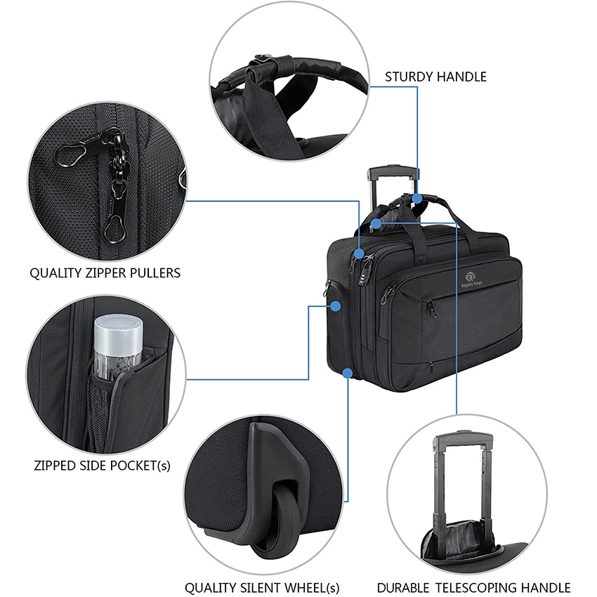 Premium-Laptoptasche f&uuml;r bis zu 17,3-Zoll-Laptops, wasserabweisende Computertasche mit Rollen, &uuml;ber Nacht, f&uuml;r Business/Reisen/Schule/M&auml;nner/Frauen