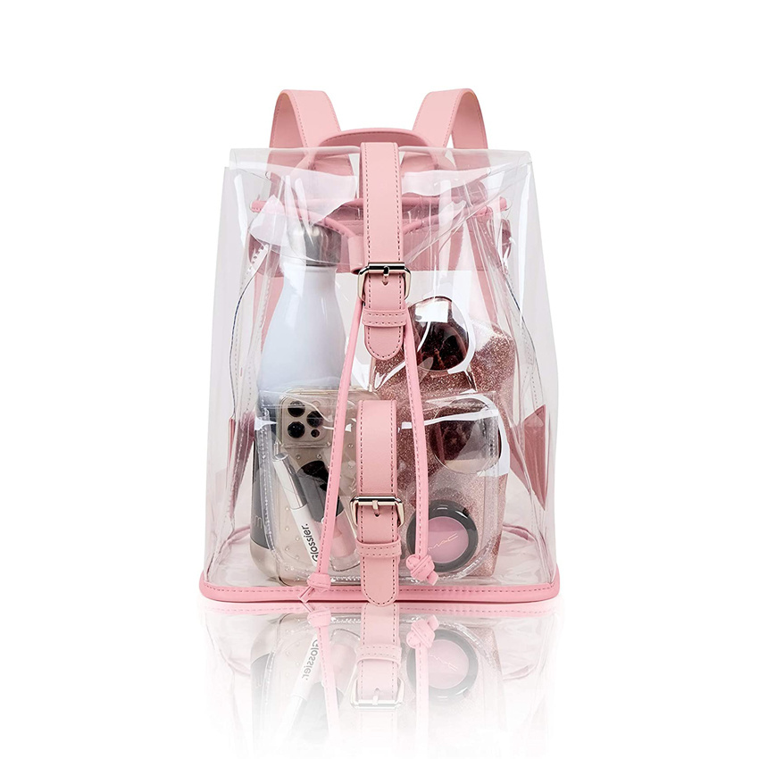 Transparenter Mini-Rucksack Kleine, vom Stadion zugelassene Tasche Daypacks f&uuml;r Damen Packbarer Reise-Tagesrucksack