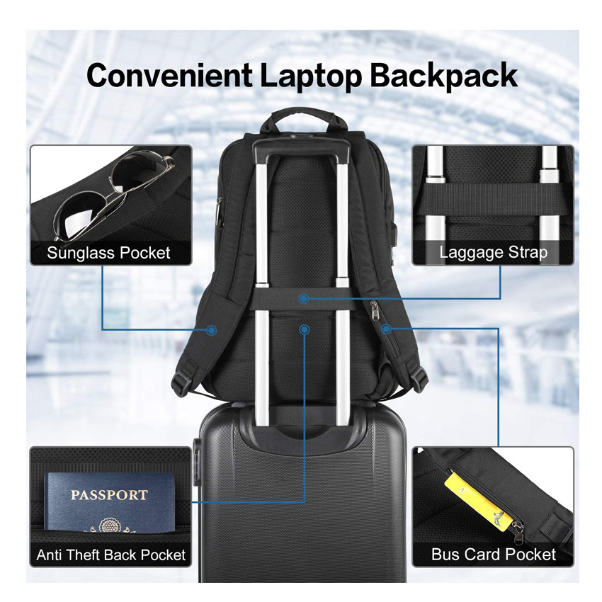 Urban Backpack Laptop-Rucks&auml;cke f&uuml;r College-Arbeit Laptop-Rucksack mit USB-Aufladung