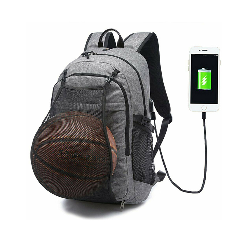 Basketball-Rucksack mit USB-Aufladung, Schultasche, leichter Tagesrucksack f&uuml;r Reisen, Wandern, Radfahren