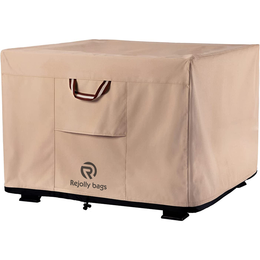 Quadratische Feuerstellenabdeckungen, strapazierf&auml;hig, 900 d, stark, rei&szlig;fest und UV-best&auml;ndig, wasserdicht und lichtbest&auml;ndig, Polyester-Feuerstellen-Grillabdeckung