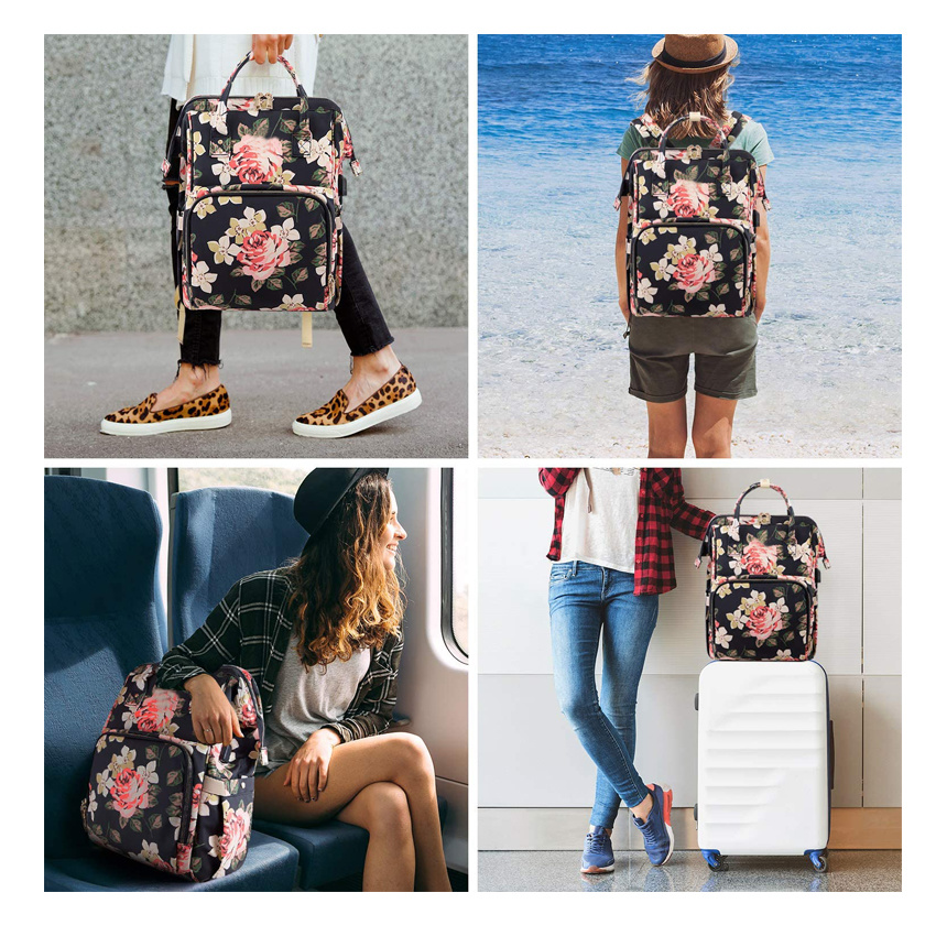 Wasserdichter College-Schulrucksack mit USB-Ladeanschluss, Laptop-Rucksack f&uuml;r Damen, modische Reisetaschen