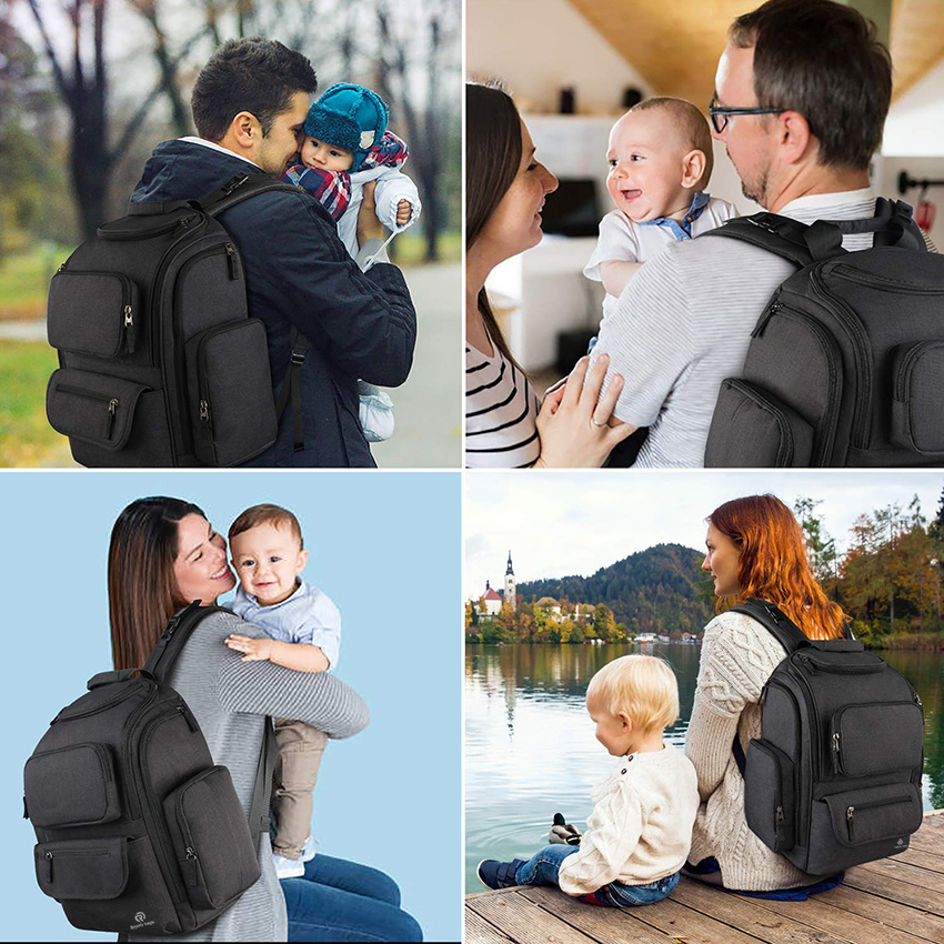 Gro&szlig;e Aufbewahrung mit tragbarer Wickelunterlage, wasserabweisender Baby-Windelrucksack f&uuml;r M&auml;nner und Frauen mit isolierten Taschen, Wickeltaschen-Rucksack